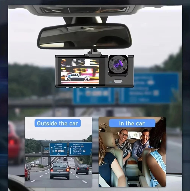 Car Dashcam 1080p (+32GB CARD) HD 2-Lens Car Camera with Night Vision & DVR