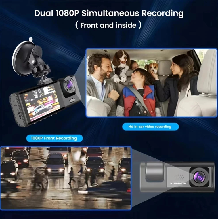 Car Dashcam 1080p (+32GB CARD) HD 2-Lens Car Camera with Night Vision & DVR