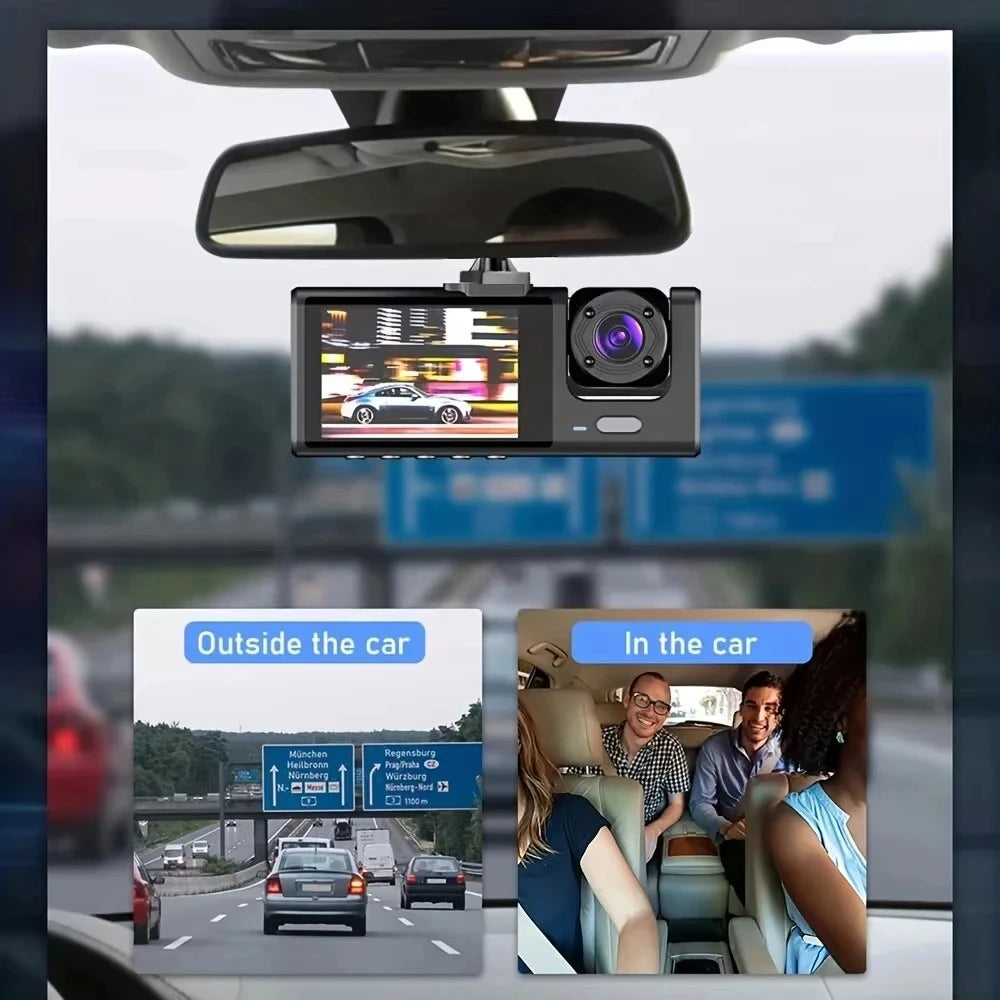 Dashcam 1080p HD 2-Lens Car Camera with Night Vision & DVR