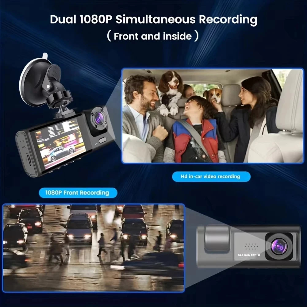 Dashcam 1080p HD 2-Lens Car Camera with Night Vision & DVR
