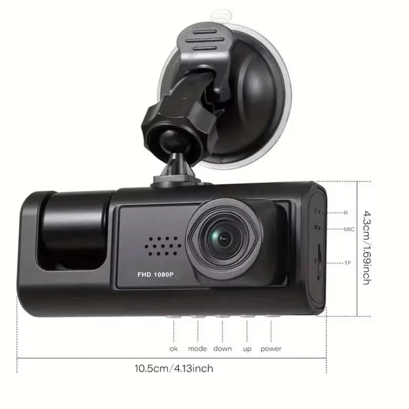 Dashcam 1080p HD 2-Lens Car Camera with Night Vision & DVR