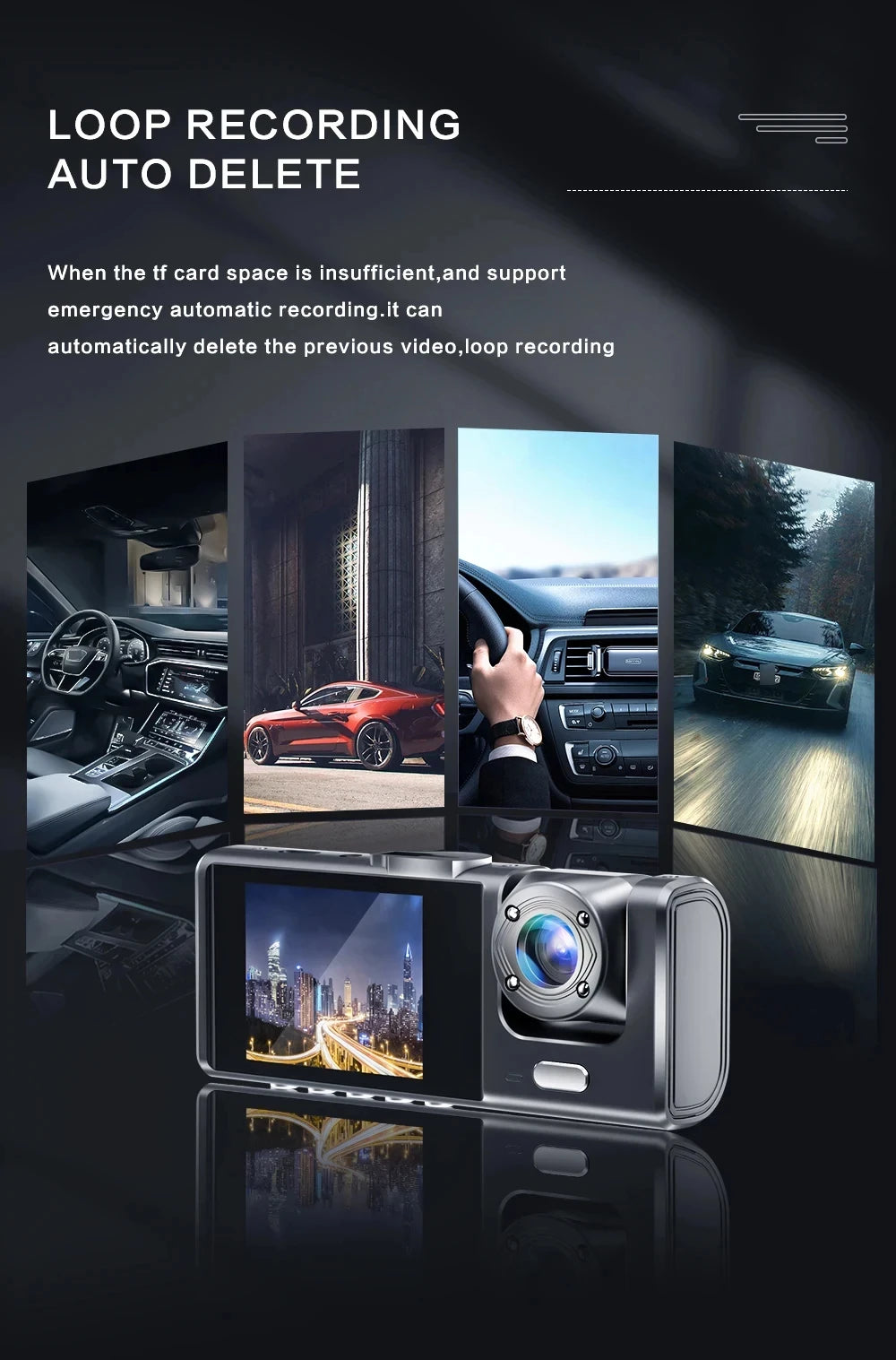 Dashcam 1080p HD 2-Lens Car Camera with Night Vision & DVR