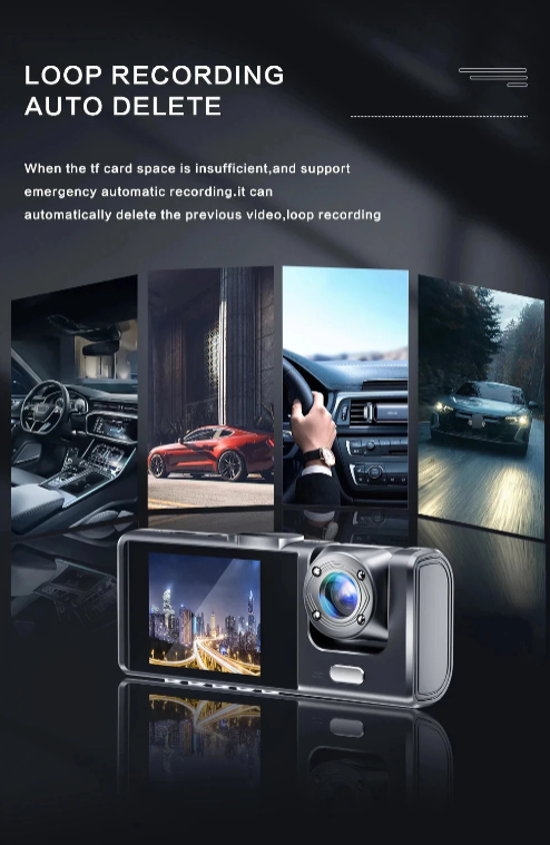 Car Dashcam 1080p (+32GB CARD) HD 2-Lens Car Camera with Night Vision & DVR